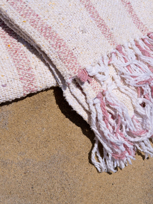 Pink Riviera Stripe - Sustainable Throw Blanket