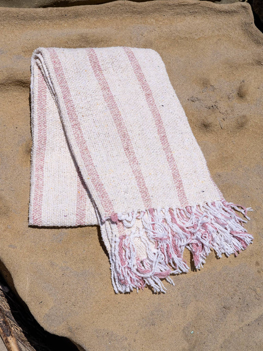 Pink Riviera Stripe - Sustainable Throw Blanket