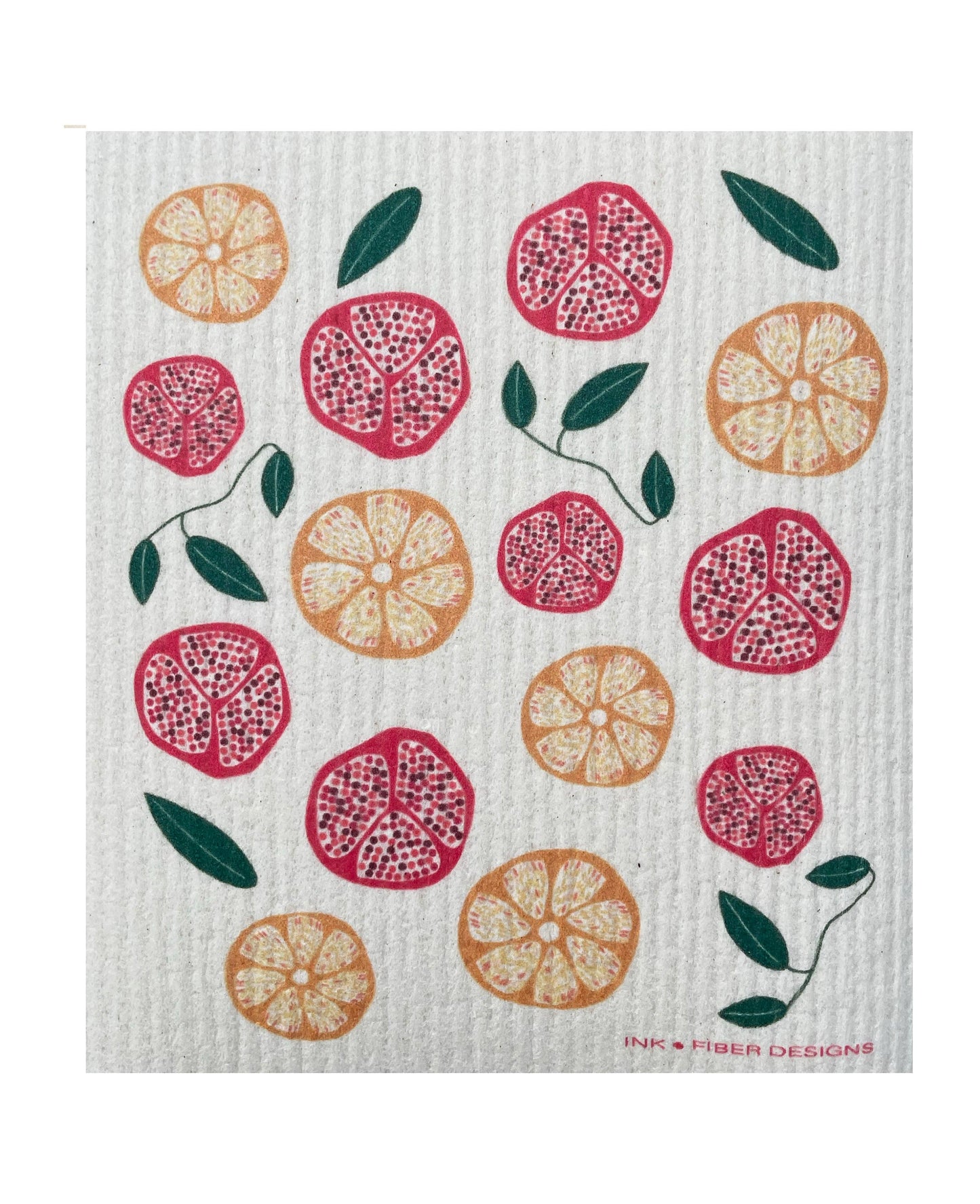 Swedish Dishcloth - Pomegranates and Oranges